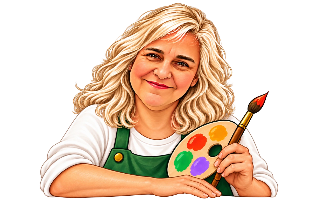 Kerstin mit Pinsel und Palette